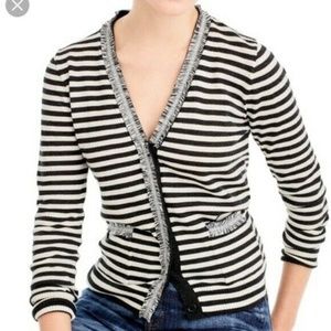 J. Crew Black and White Striped Cardigan